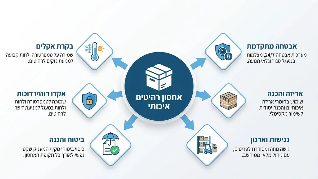 נוצר על ידי מודל בינה מלאכותית Gemini Pro מתחם אחסון רהיטים מקצועי ונקי