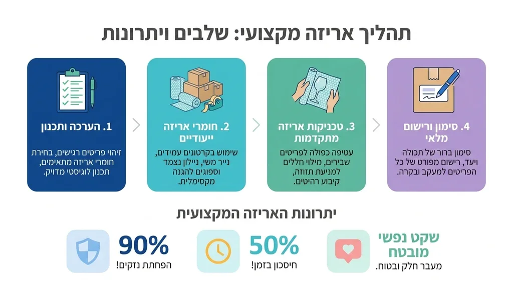 נוצר על ידי מודל בינה מלאכותית Gemini Pro אריזה מקצועית ובטוחה של פריטים לפני הובלה