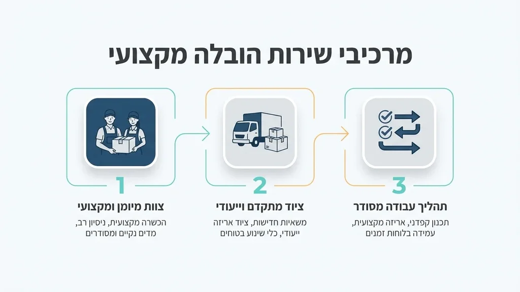 נוצר על ידי מודל בינה מלאכותית Gemini Pro צוות מקצועי מעמיס ארגזים למשאית בצורה בטוחה