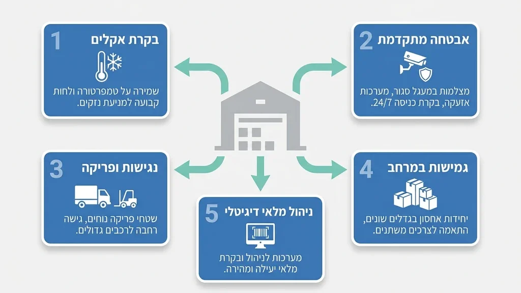 נוצר על ידי מודל בינה מלאכותית Gemini Pro מתחם אחסון מקצועי ומאובטח לציוד עסקי